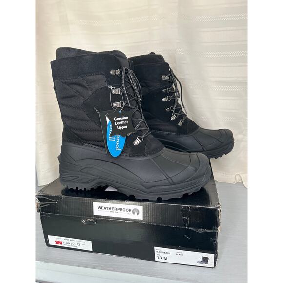 Weatherproof Badger II Waterproof Winter Boots Black Mens Size 13M main image 5
